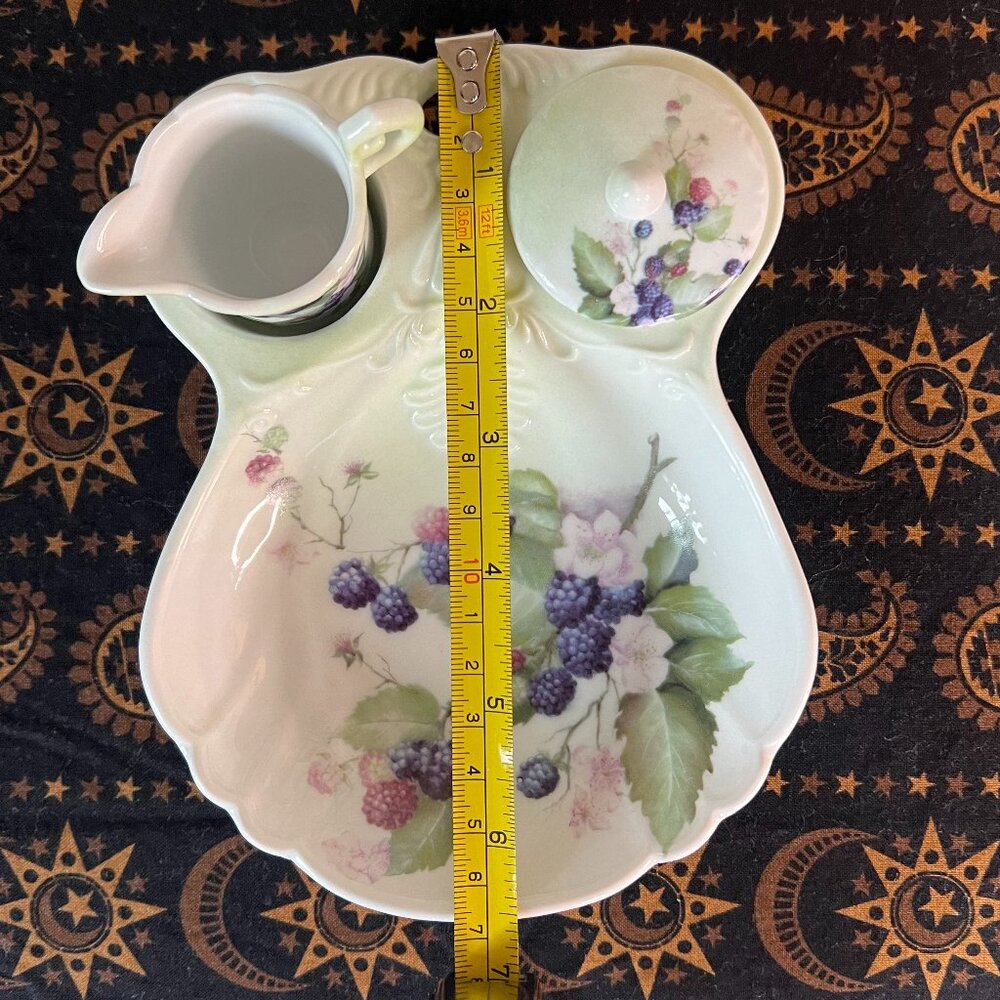 Lois White CreARTive Treasures Blackberry & Blossoms Miniature Tea Serving Dish - Picture 15 of 16